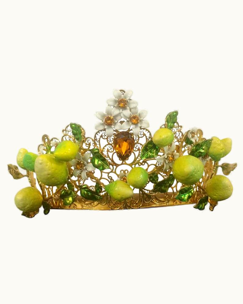 Dolce & Gabbana Dolce & Gabbana Spring Resort 2016 Gold Lattice Lemon Flower Tiara Crown