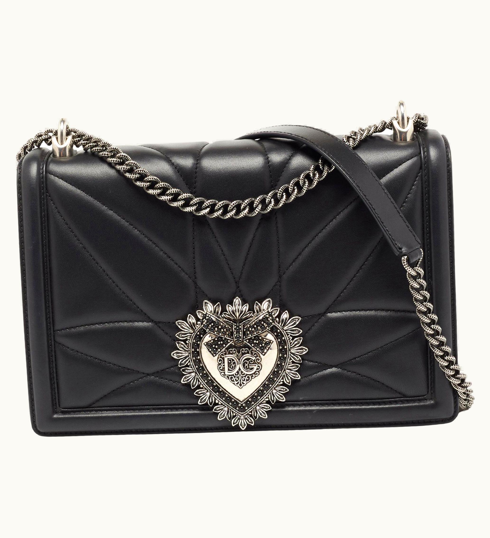 Dolce & Gabbana Dolce & Gabbana Black Quilted Leather Large Devotion Shoulder Bag
