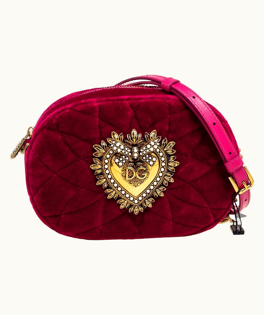 Dolce & Gabbana Dolce & Gabbana Pink Matelassé Velvet Devotion Camera Crossbody Bag UZ0610304