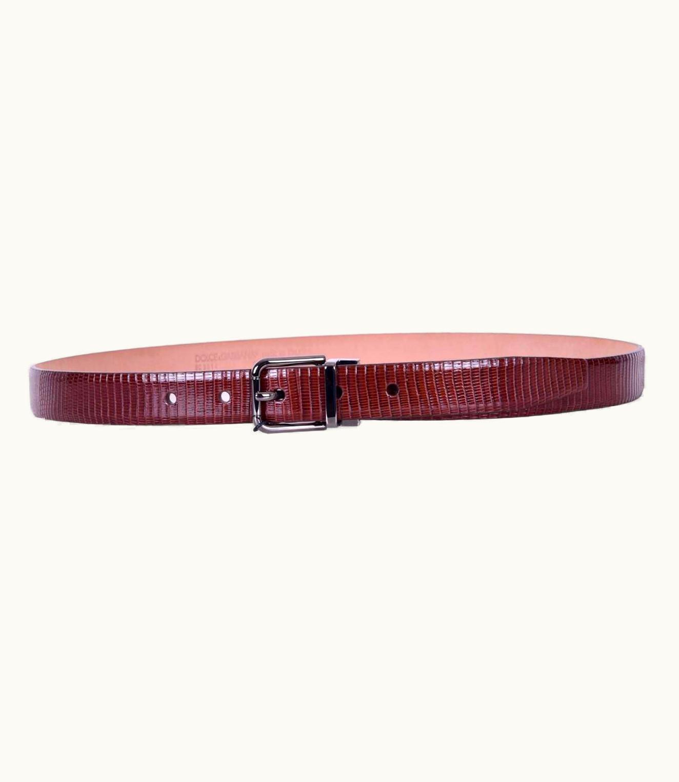 Dolce & Gabbana Dolce & Gabbana - Lizard Belt With Roller Buckle Brown 95 S/S Men UZ0610307