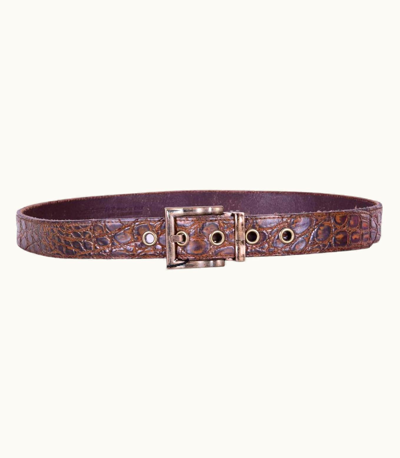 Dolce & Gabbana Dolce & Gabbana - Destroyed Crocodile Leather Belt Brown 85 S/S Men