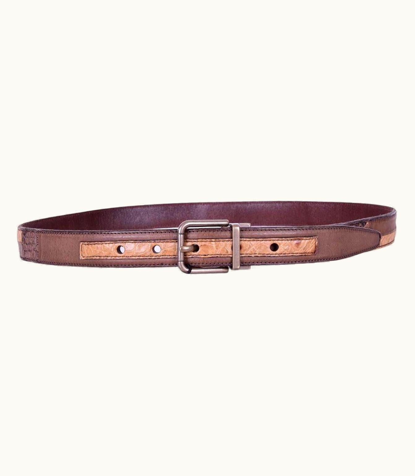 Dolce & Gabbana Dolce & Gabbana - Snake Crocodile Leather Belt Brown 95 S/S Men