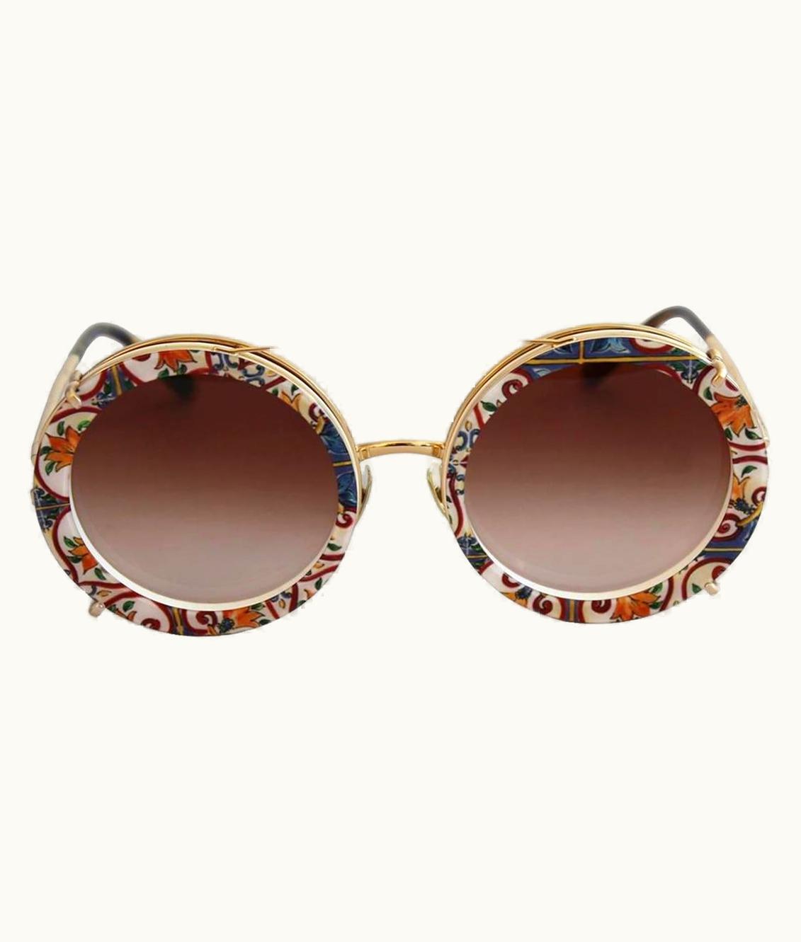 Dolce & Gabbana Dolce & Gabbana Clip On Majolica Print Sunglasses