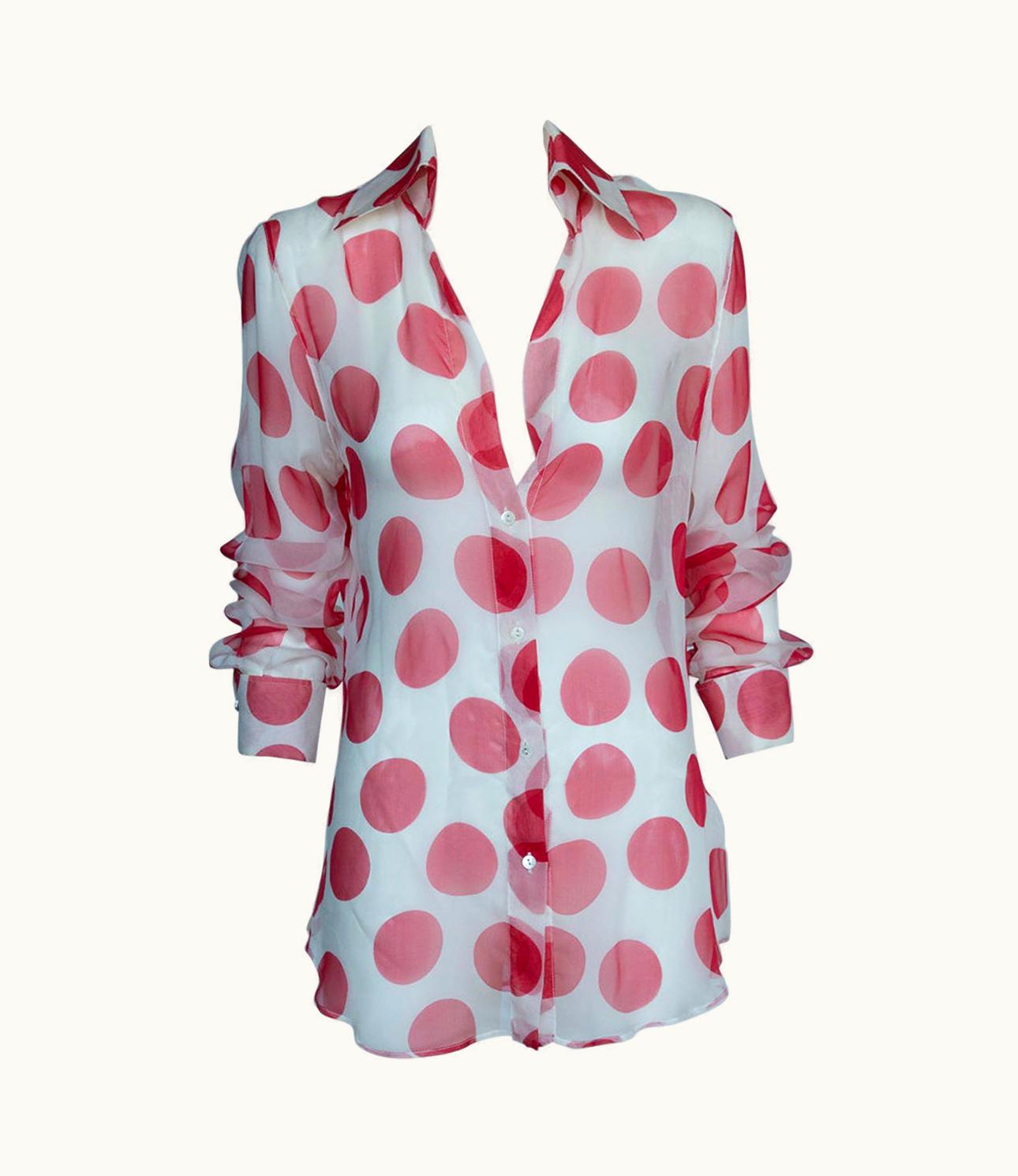 Dolce & Gabbana Dolce & Gabbana Polka-Dot Silk-Chiffon Sheer Shirt