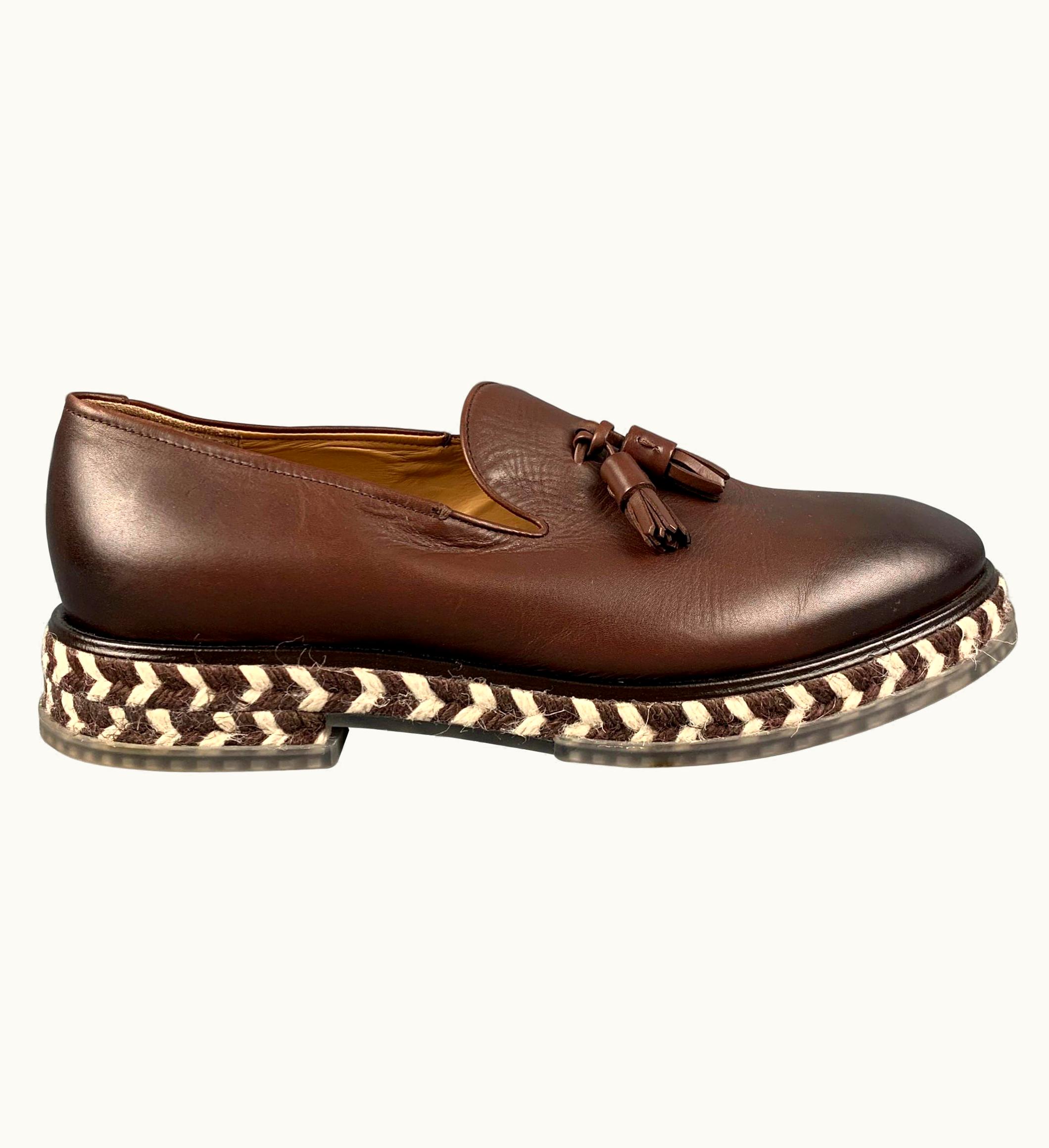 Giorgio Armani Giorgio Armani .5 Brown Antique Leather Slip On Loafers