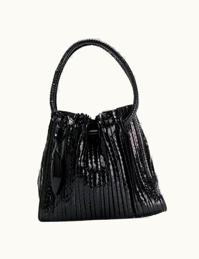 Giorgio Armani 2000s Giorgio Armani Privé Black Snakeskin Bucket Bag