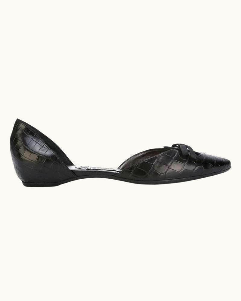 Giorgio Armani Giorgio Armani Privé Vintage 2000s Black Leather Ballet Flats With Embossed