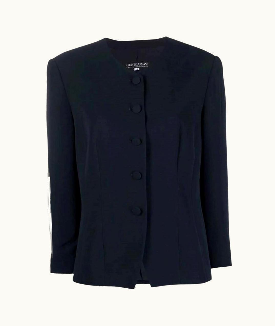 90s Giorgio Armani Dark Blue Silk Jacket