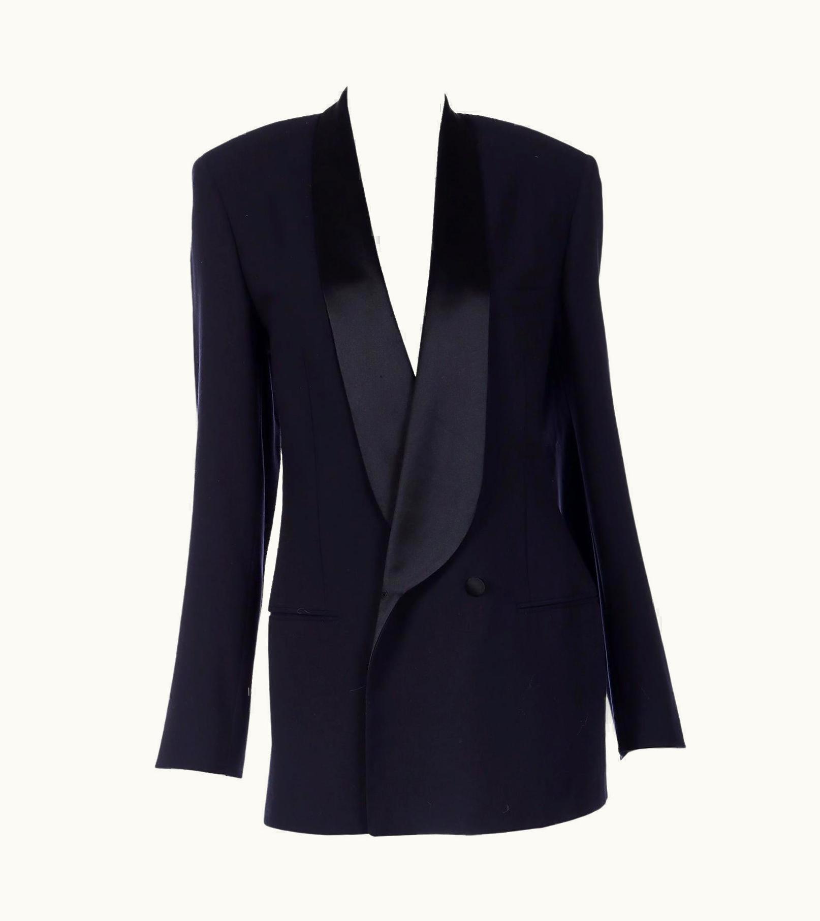 Giorgio Armani Giorgio Armani Black Wool Vintage Longline Tuxedo Jacket