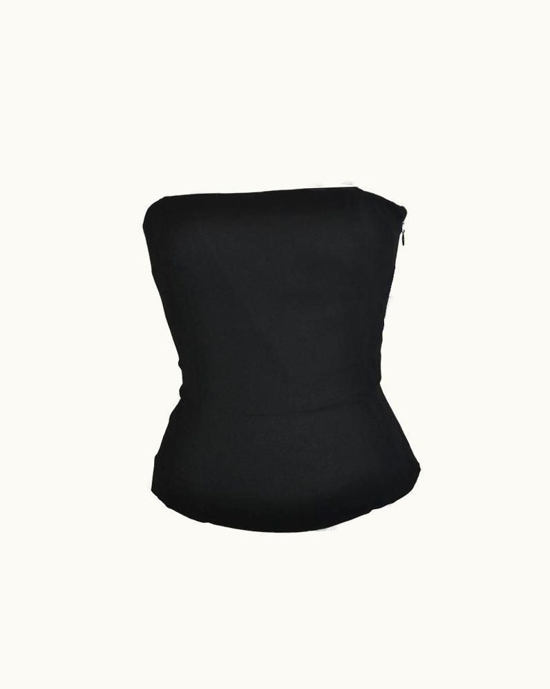 Georgio Armani Black Silk Crepe Fully Lined Bustier