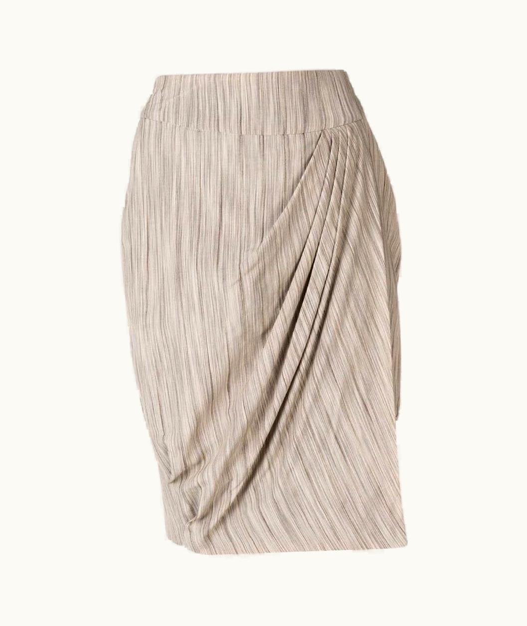 Giorgio Armani Giorgio Armani Vintage Beige Cotton 90s Midi Striped Skirt