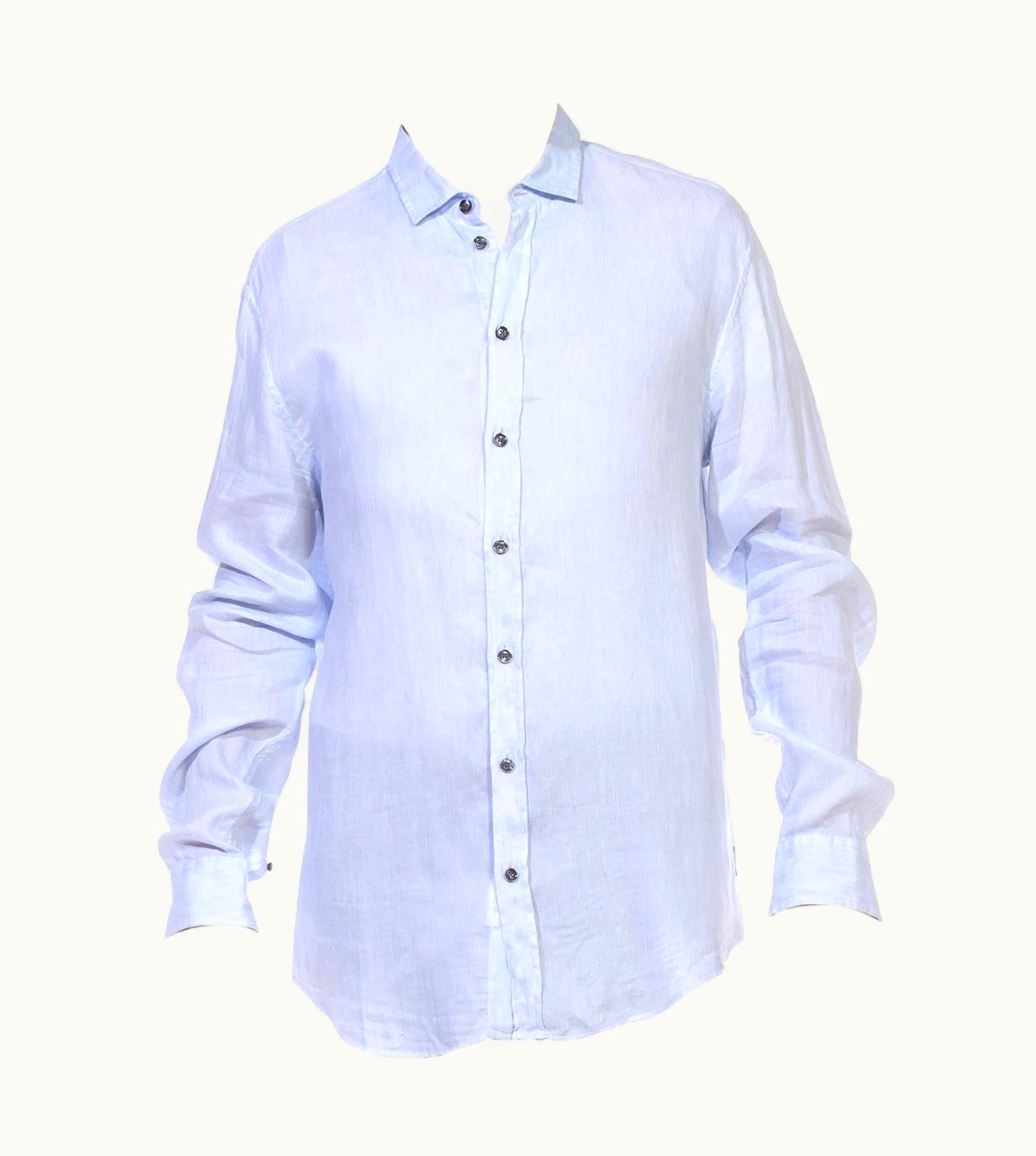 Giorgio Armani 1990s Giorgio Armani Light Blue Cotton Mens Shirt