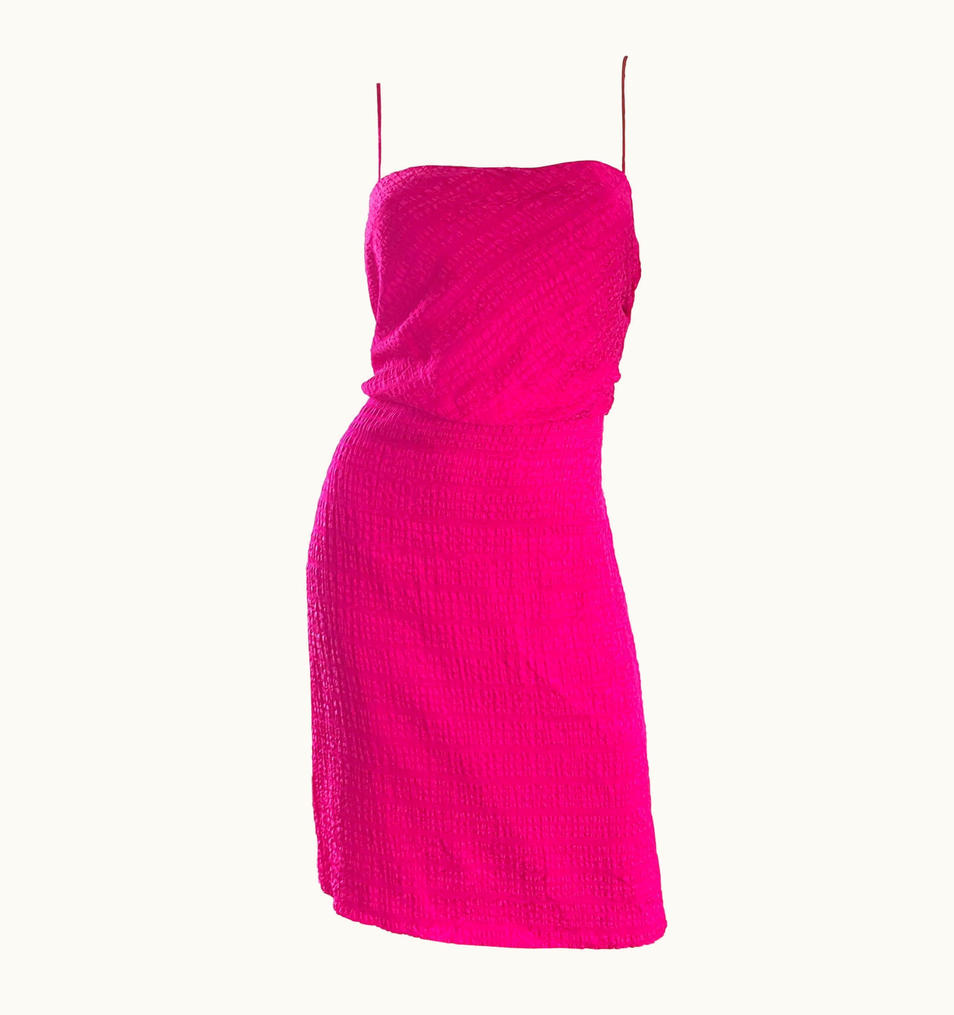 Giorgio Armani 1990s Giorgio Armani Raspberry Pink Fuchsia Vintage Silk Slip Dress