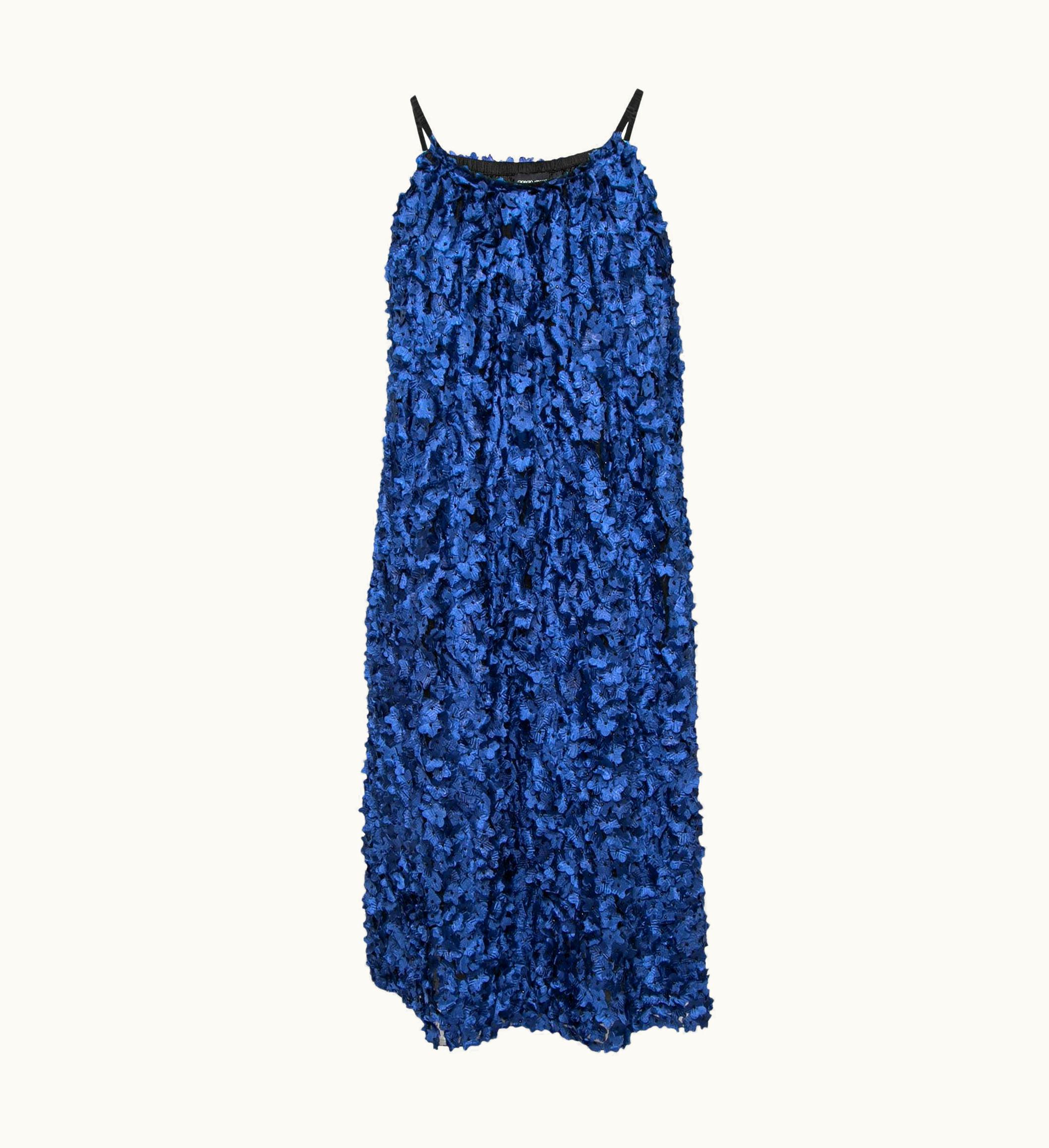 Giorgio Armani Giorgio Armani Blue Floral Applique Tulle Shift Dress