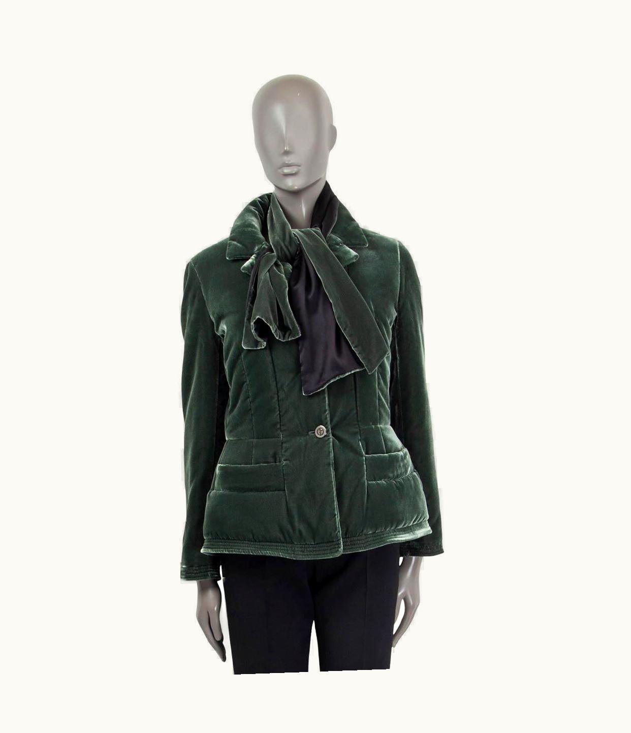 Giorgio Armani Giorgio Armani Dark Green Quilted Velvet Jacket 42 + Scarf