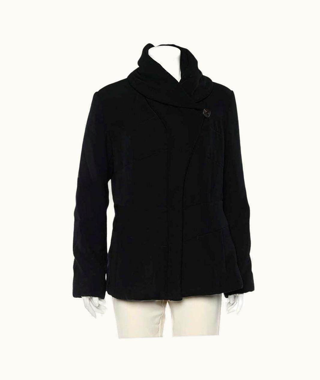 Giorgio Armani Giorgio Armani Black Quilted Oversized Collar Zip Front Jacket Xl