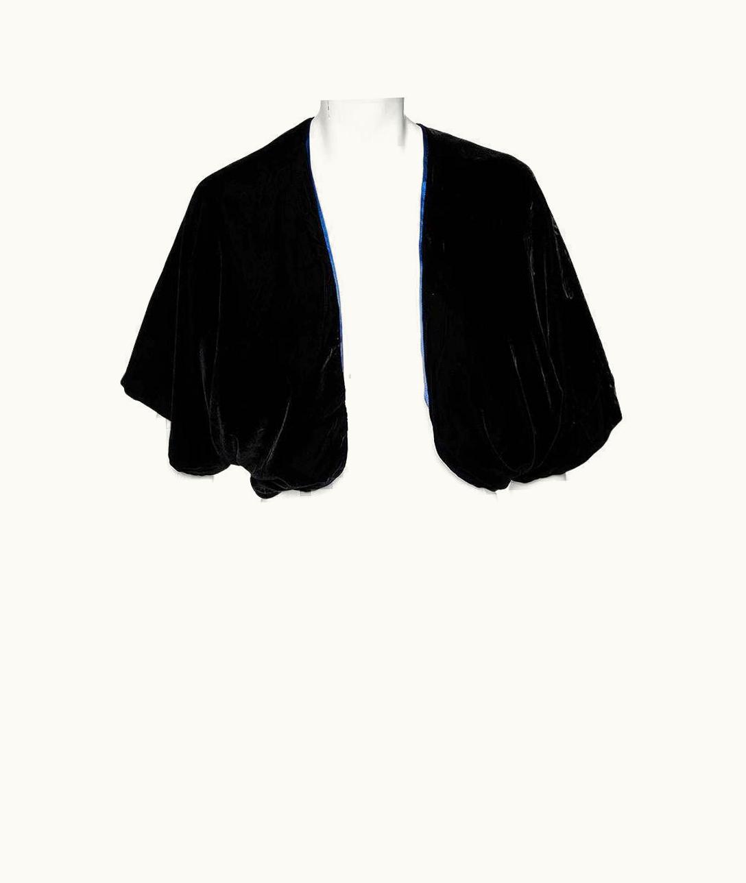 Giorgio Armani Black Velvet & Blue Satin Reversible Cropped Shrug (One Size)