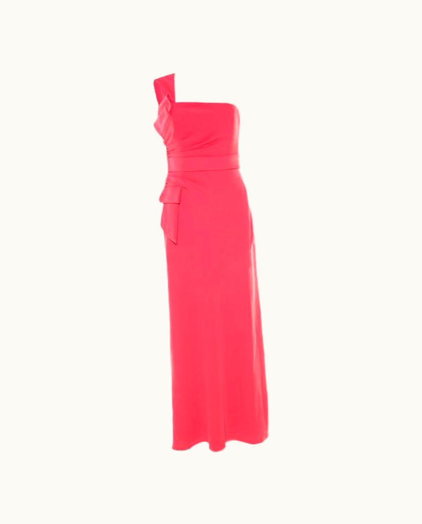 Armani Collezioni Salamander Pink Crepe Trim One Shoulder Evening Gown