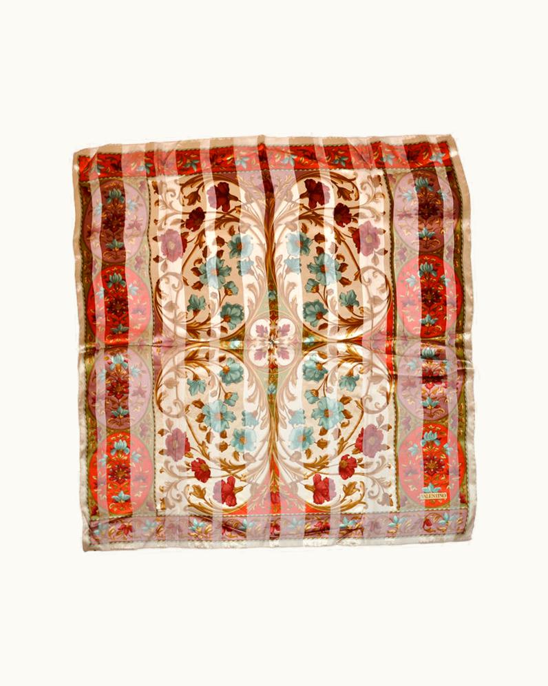 Valentino Valentino Multicolor Floral Print Silk Scarf