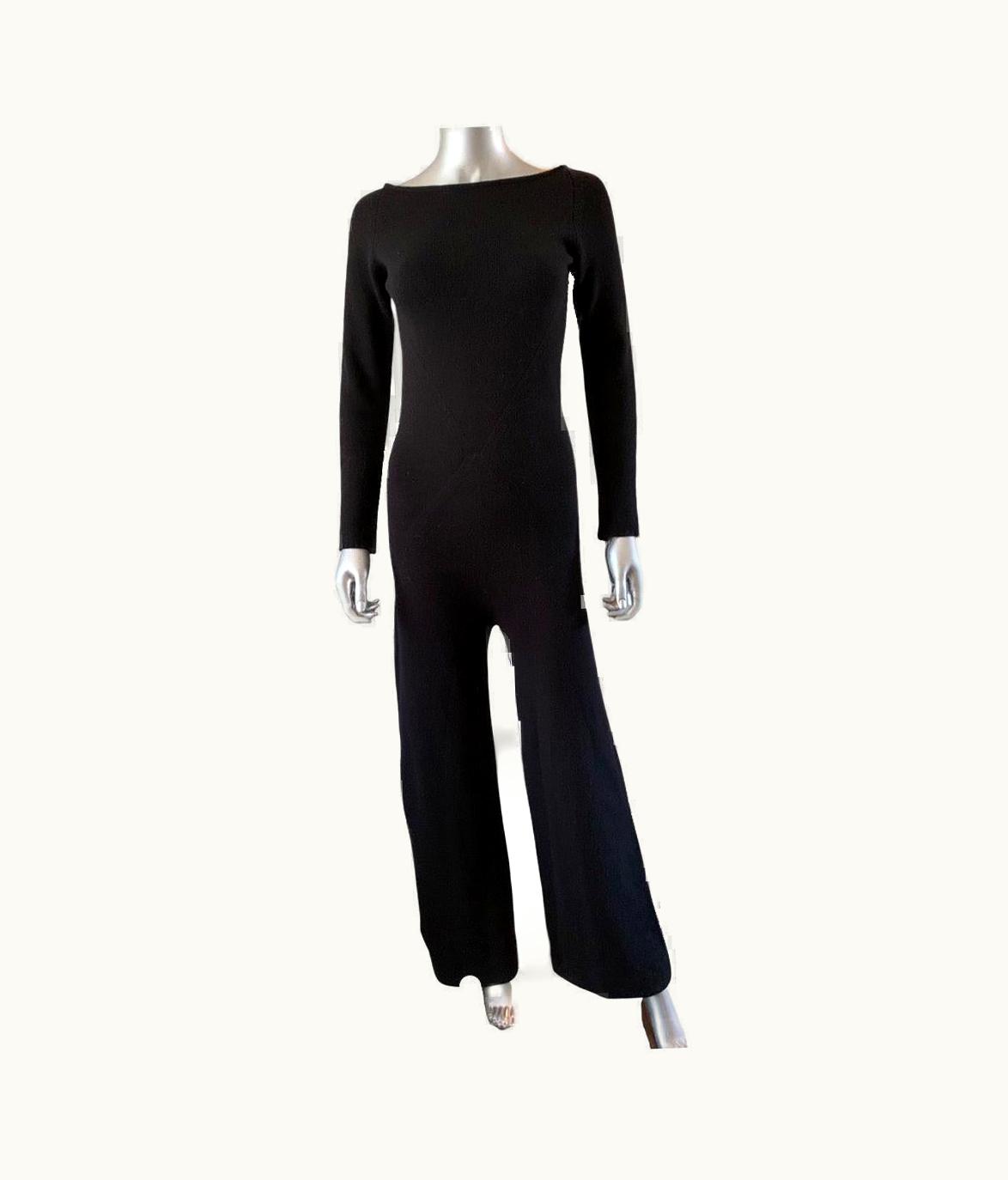 Valentino Vintage Rare Valentino Jumpsuit In Black Wool & Cashmere Italy