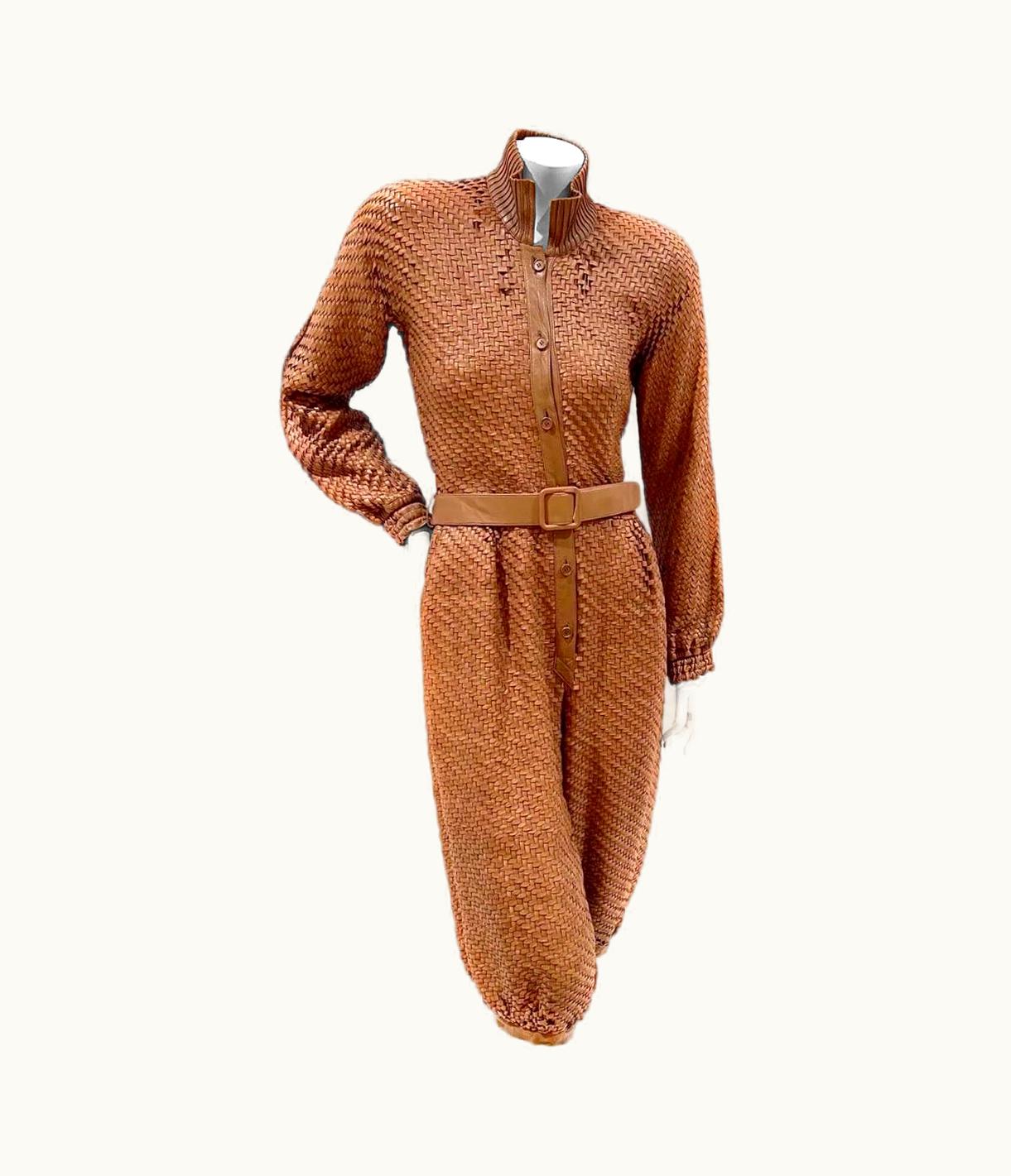 Valentino Vintage Mario Valentino Woven Leather Jumpsuit