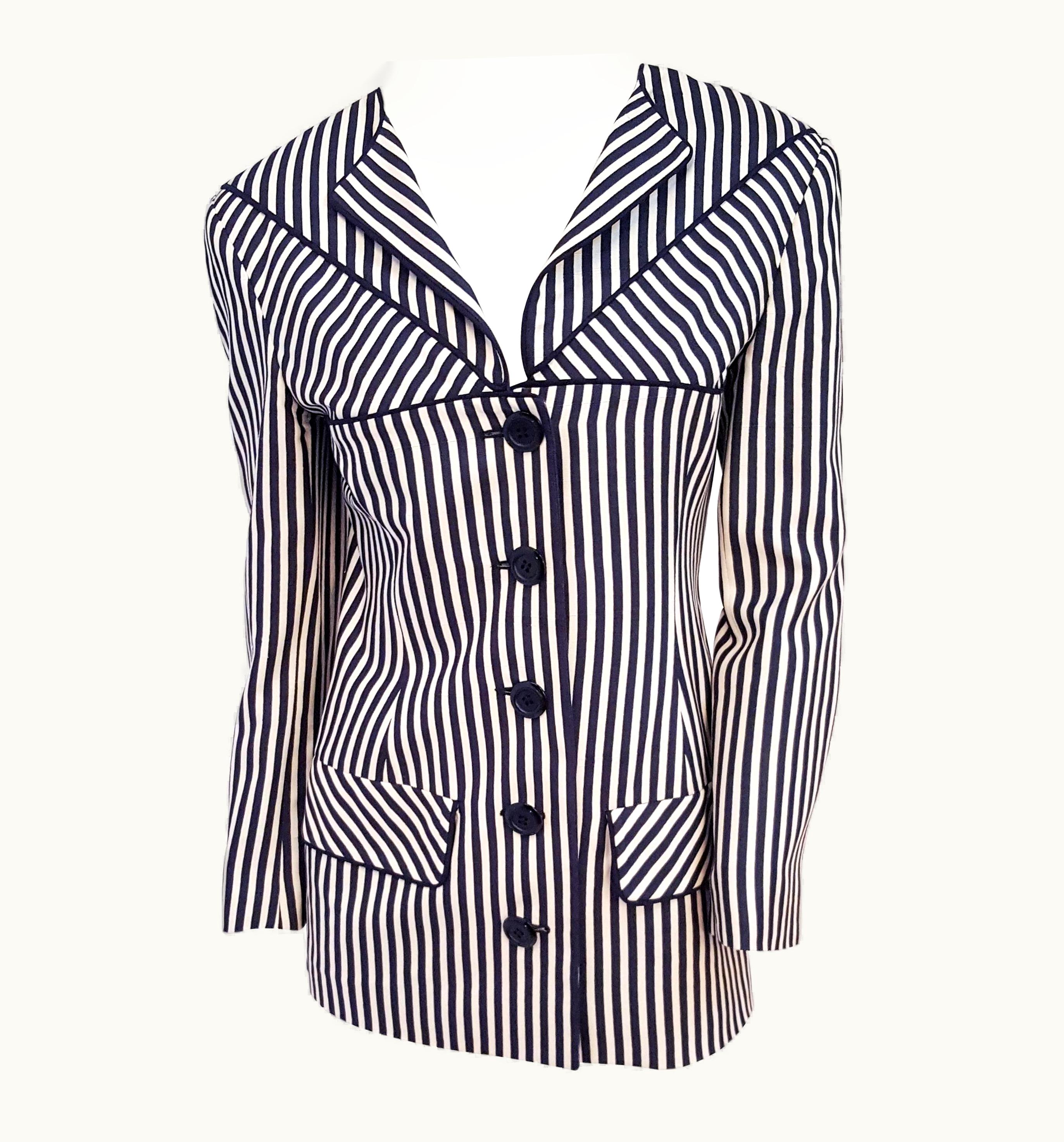 Valentino 80s Valentino Black & White Striped Jacket