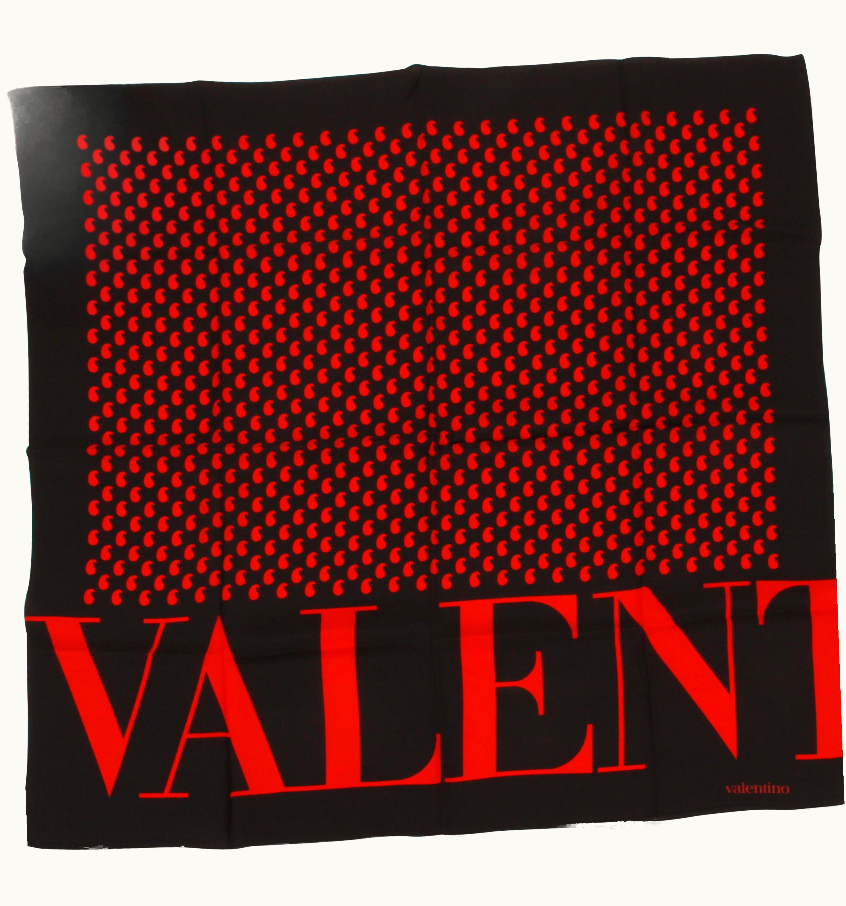 Valentino Valentino Vintage Red Black Silk Scarf