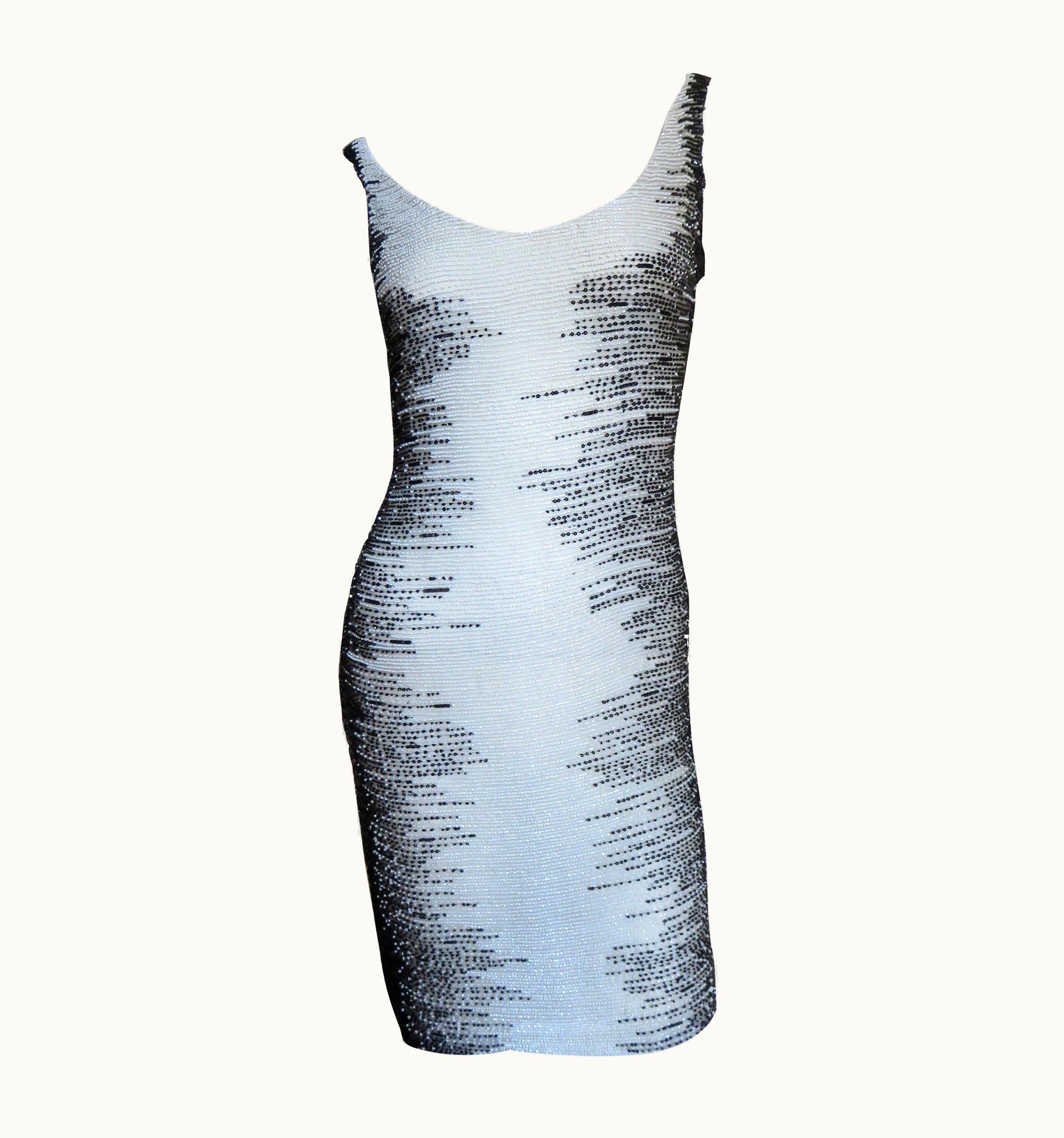 Valentino Valentino Boutique Black And White Beaded Dress