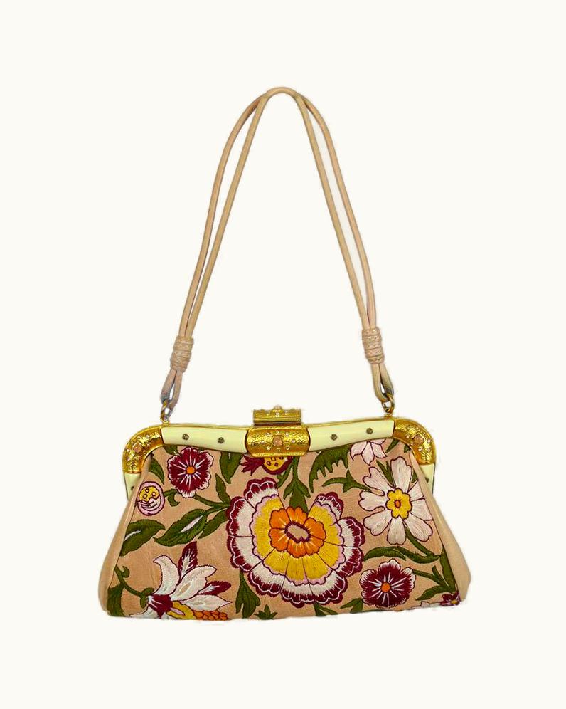 Valentino Valentino Garavani Vintage Embroidered Leather Clutch Purse