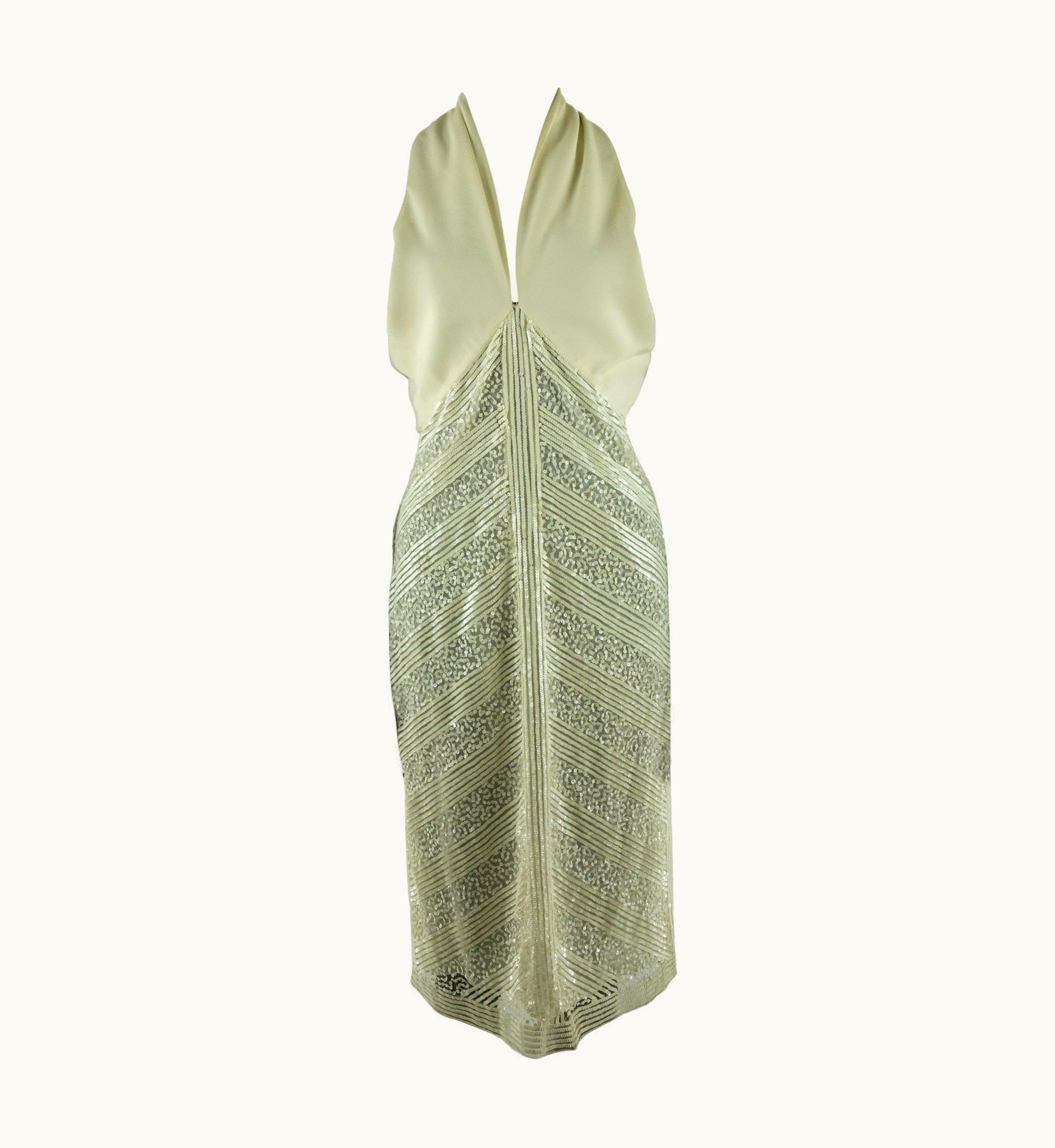 Valentino Valentino Ivory Cocktail Dress With Sequin Embellishments