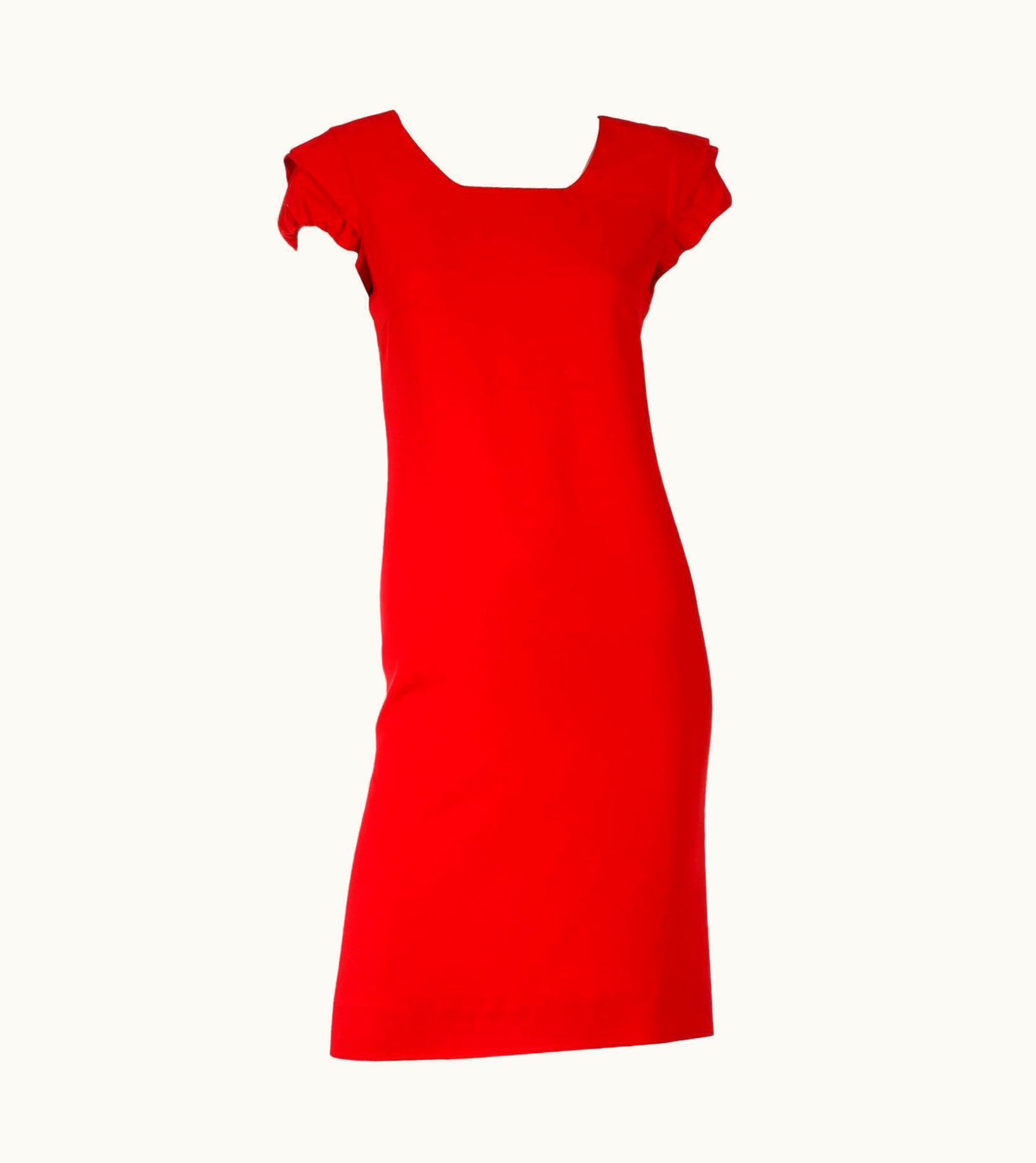 Valentino Valentino Red Crepe Vintage Dress With Draping