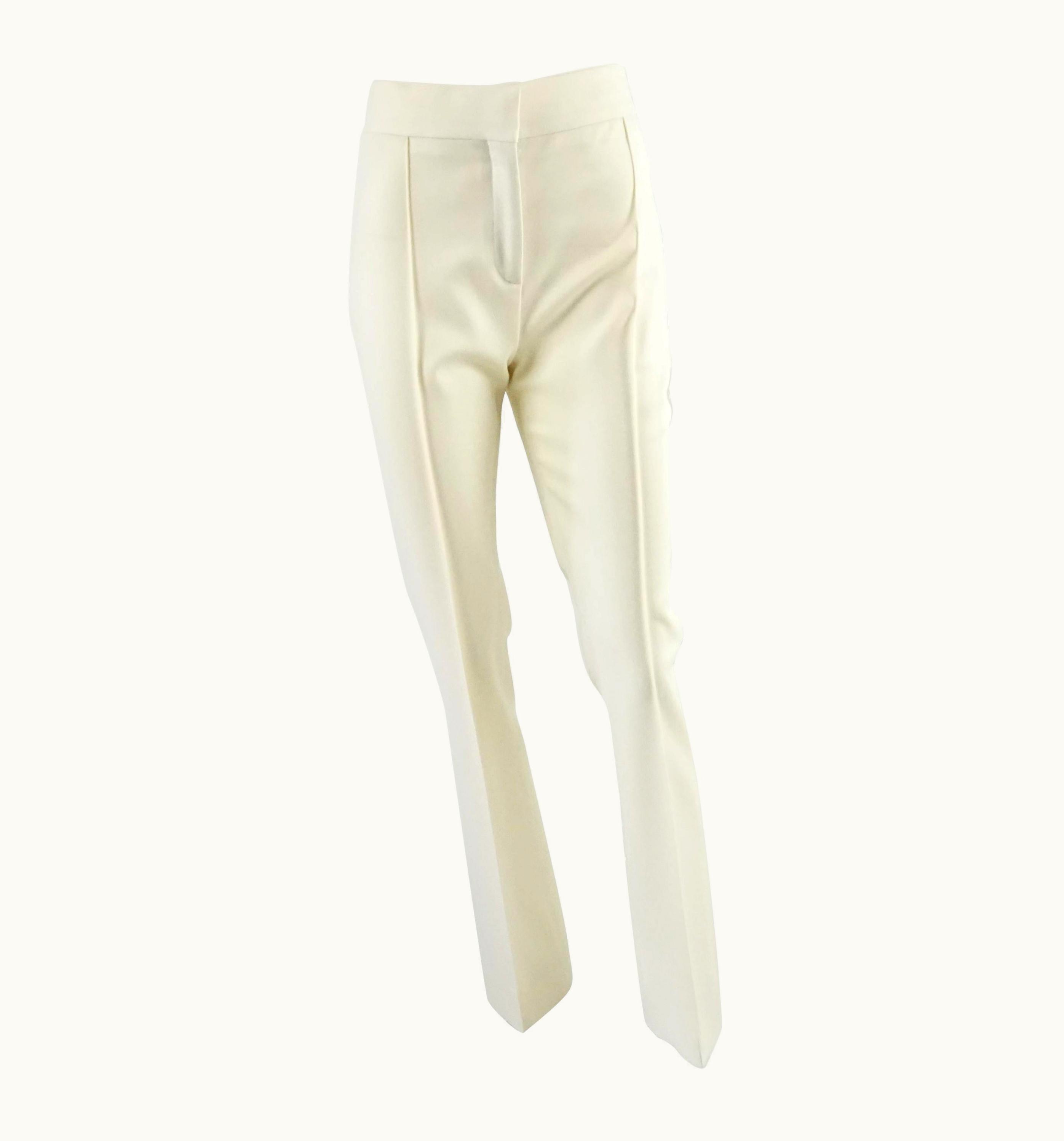 Valentino Valentino Ivory Wool Wide Leg Pants
