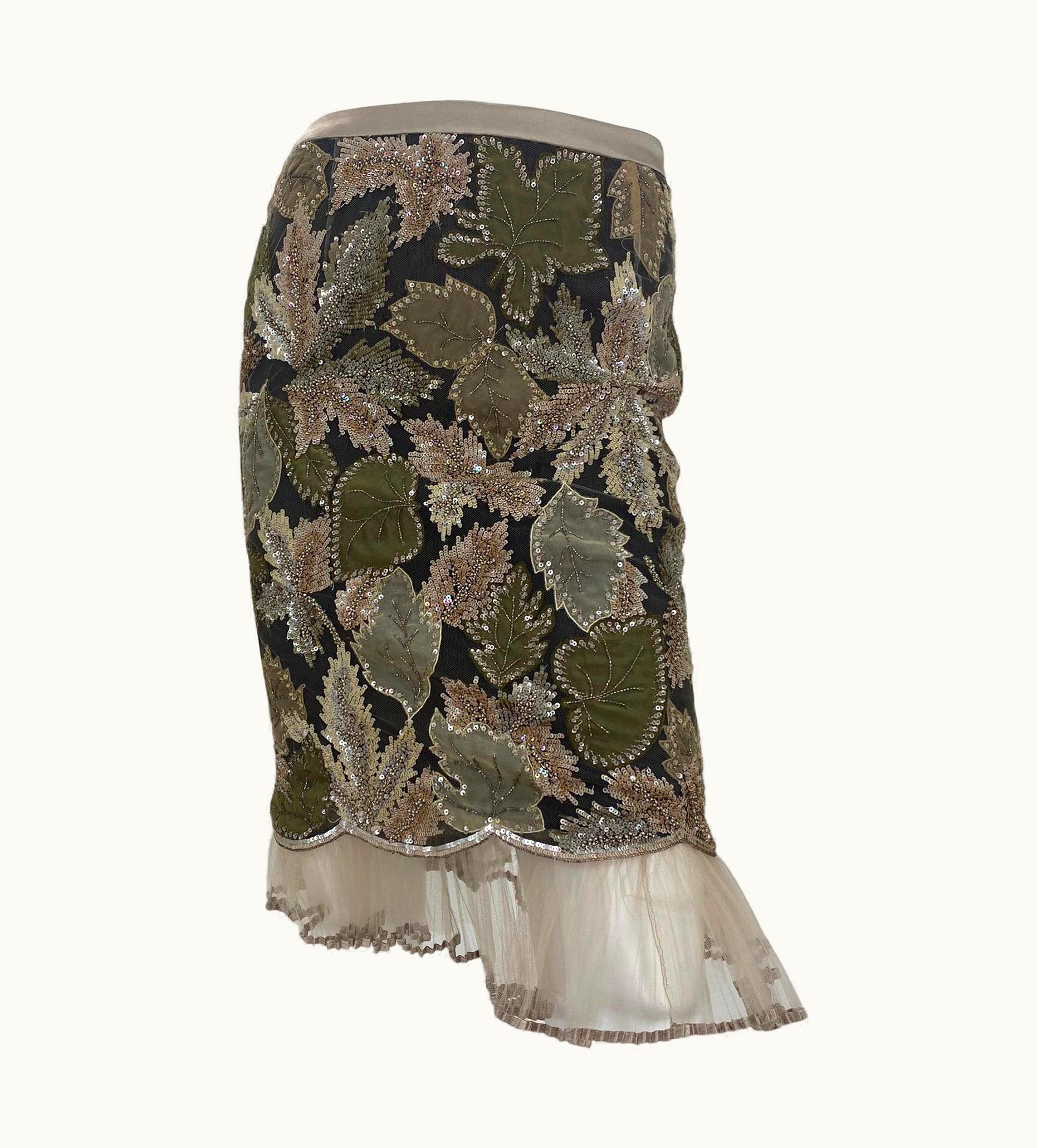 Valentino Vintage Valentino Floral Embellished Beaded Tulle Skirt