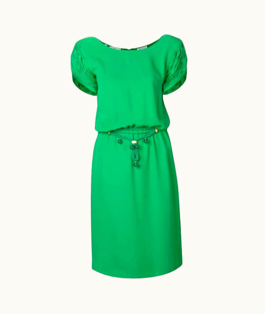 Valentino Valentino Vintage Green Silk Midi 90s Dress