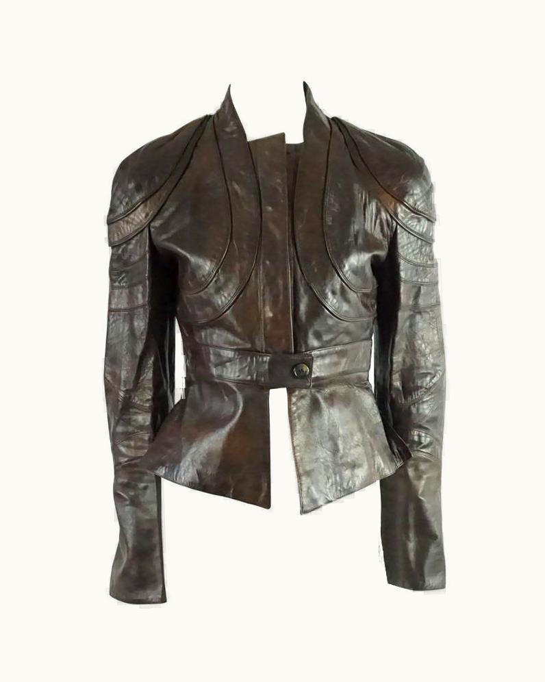 Valentino Valentino Chocolate Brown Tapered Leather Jacket