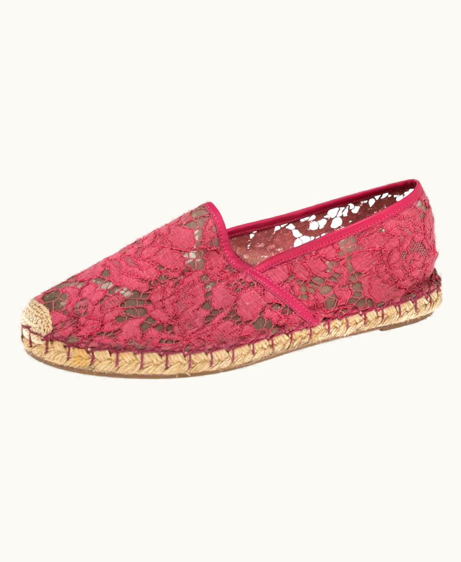 Valentino Valentino Pink Lace Epadrille Flats