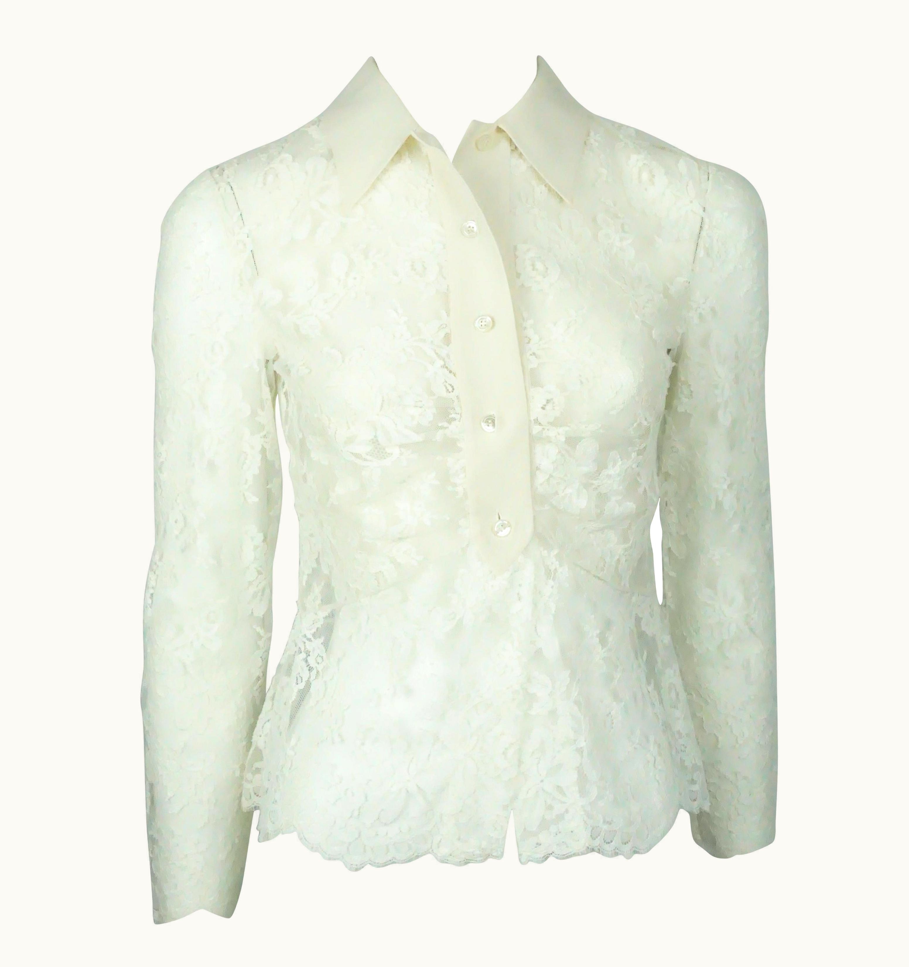 Valentino Valentino Ivory Lace And Silk Top - Small