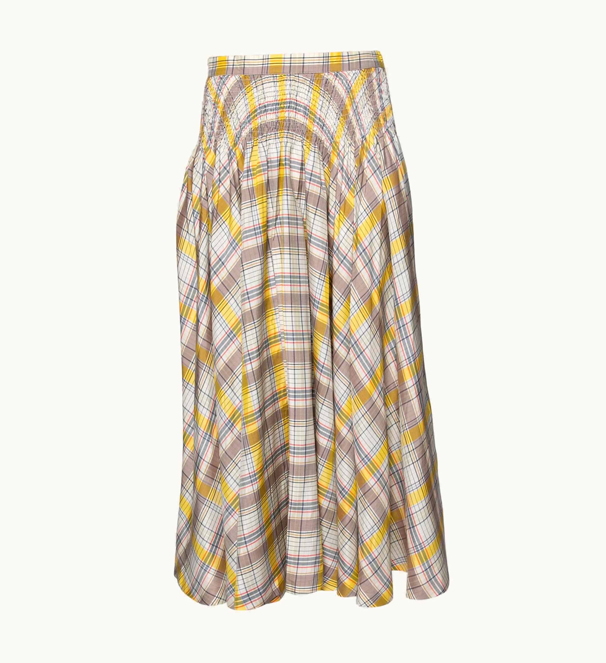 Valentino Valentino Multicolor Checkered Silk Midi Skirt