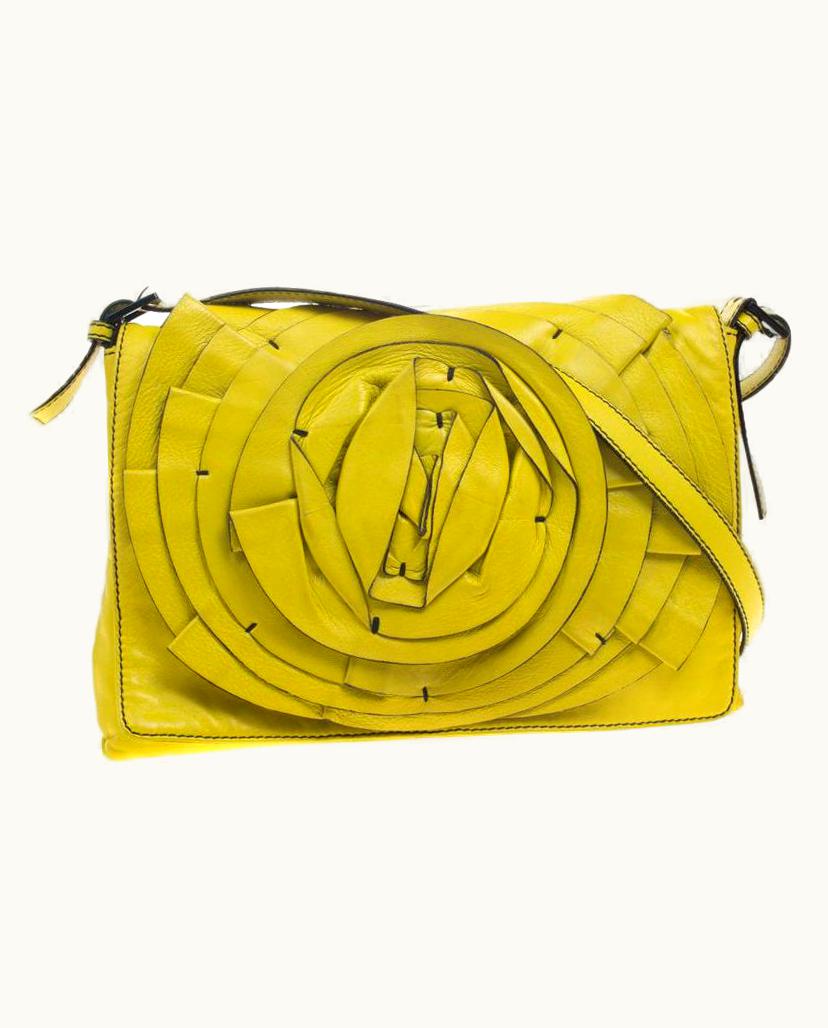 Valentino Valentino Fluorescent Yellow Leather Petale Shoulder Bag