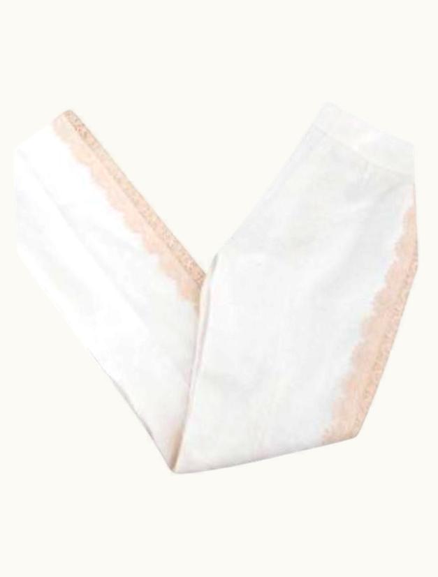 Valentino Valentino Ivory Linen Trousers With Lace Detail