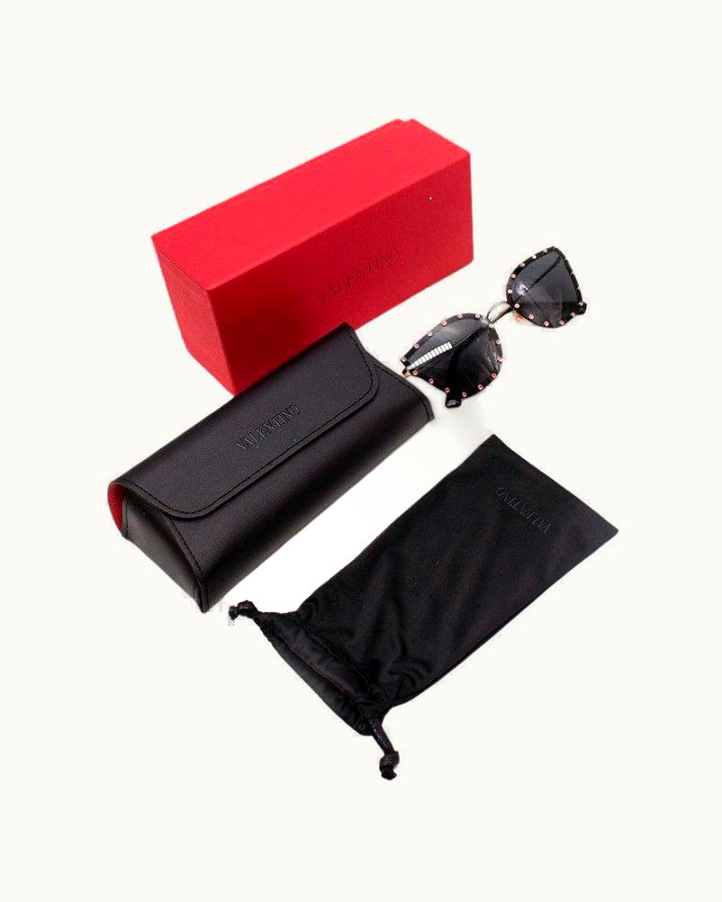 Valentino Valentino Black & Pink Crystal Embellished Butterfly Sunglasses