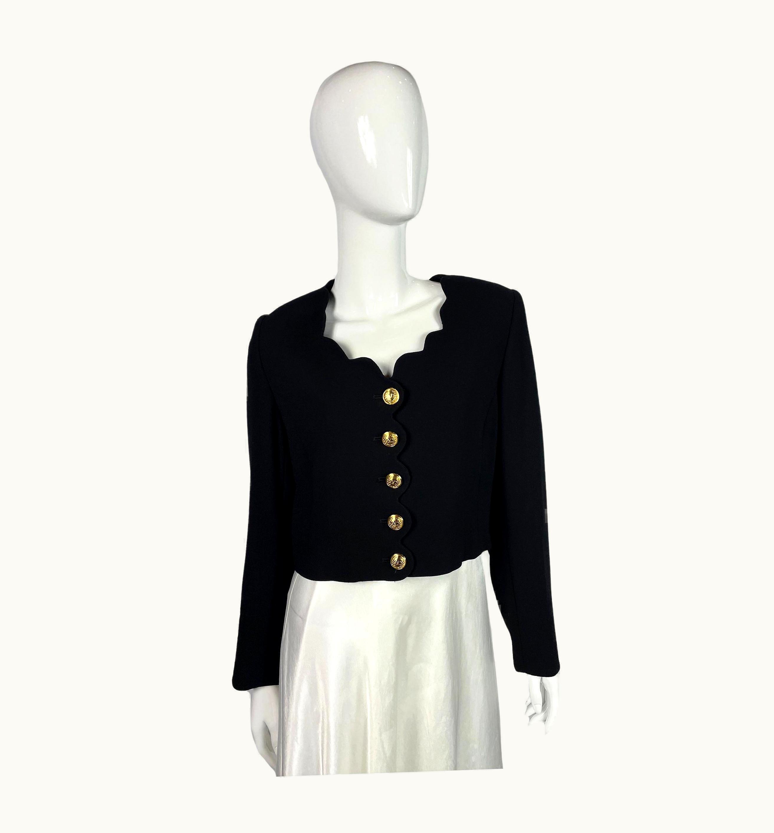 Valentino Valentino Vintage Figural Neckline Wool Blazer, 1990s