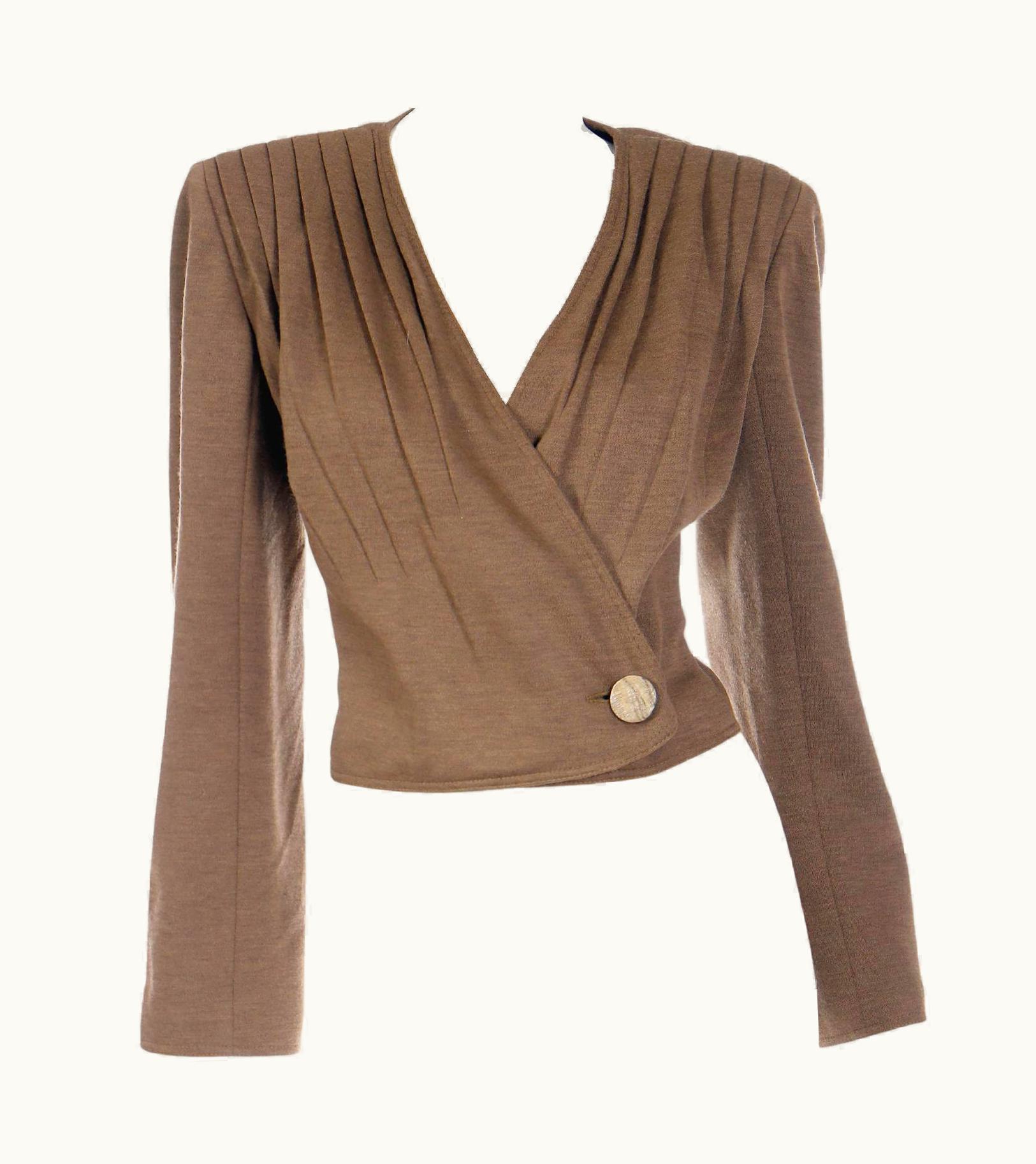 Valentino Vintage Valentino Boutique Brown Wrap Style Cropped Jacket