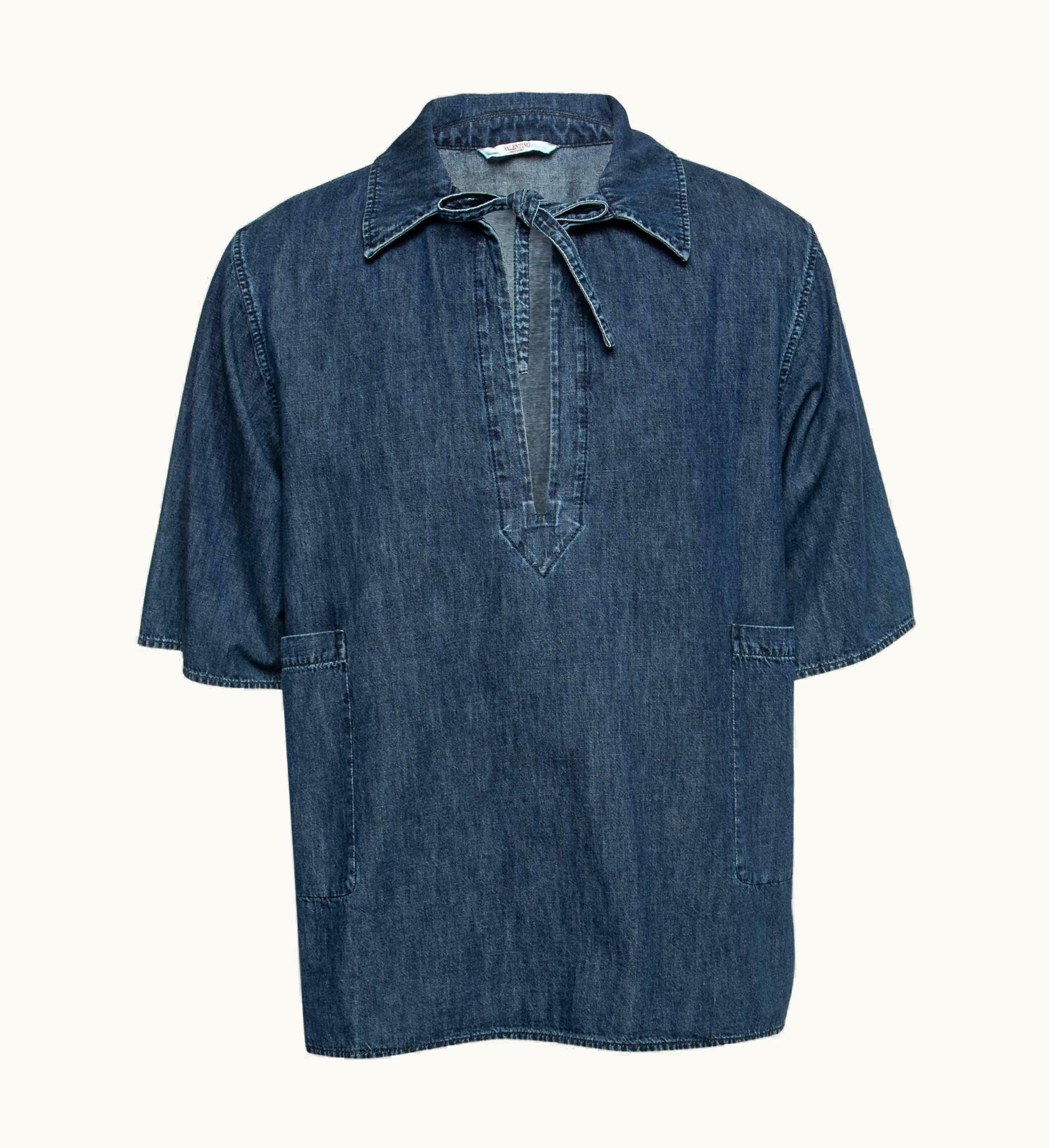 Valentino Valentino Blue Denim Short Sleeve Shirt