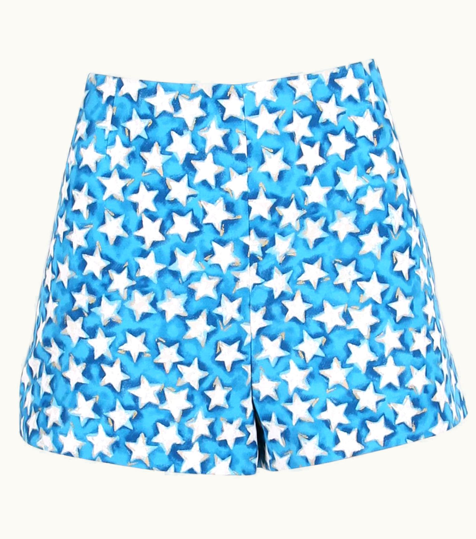 Valentino Valentino Blue White And Gold Star Print Shorts