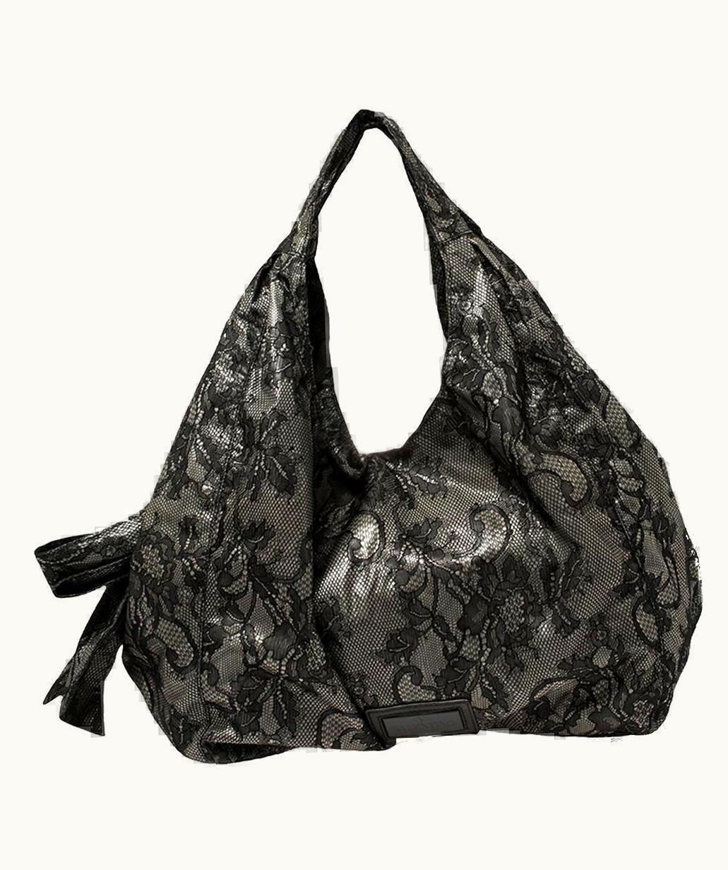 Valentino Valentino Black Day Lace Large Nuage Bow Hobo