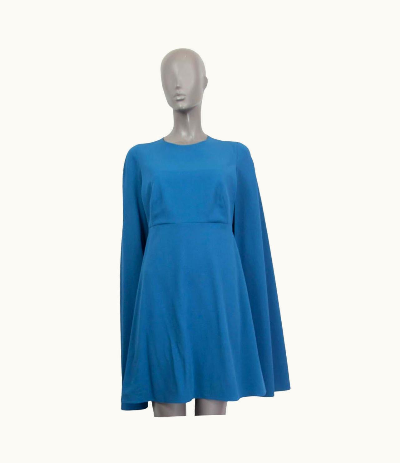 Valentino Valentino Petrol Blue Wool Cape Dress