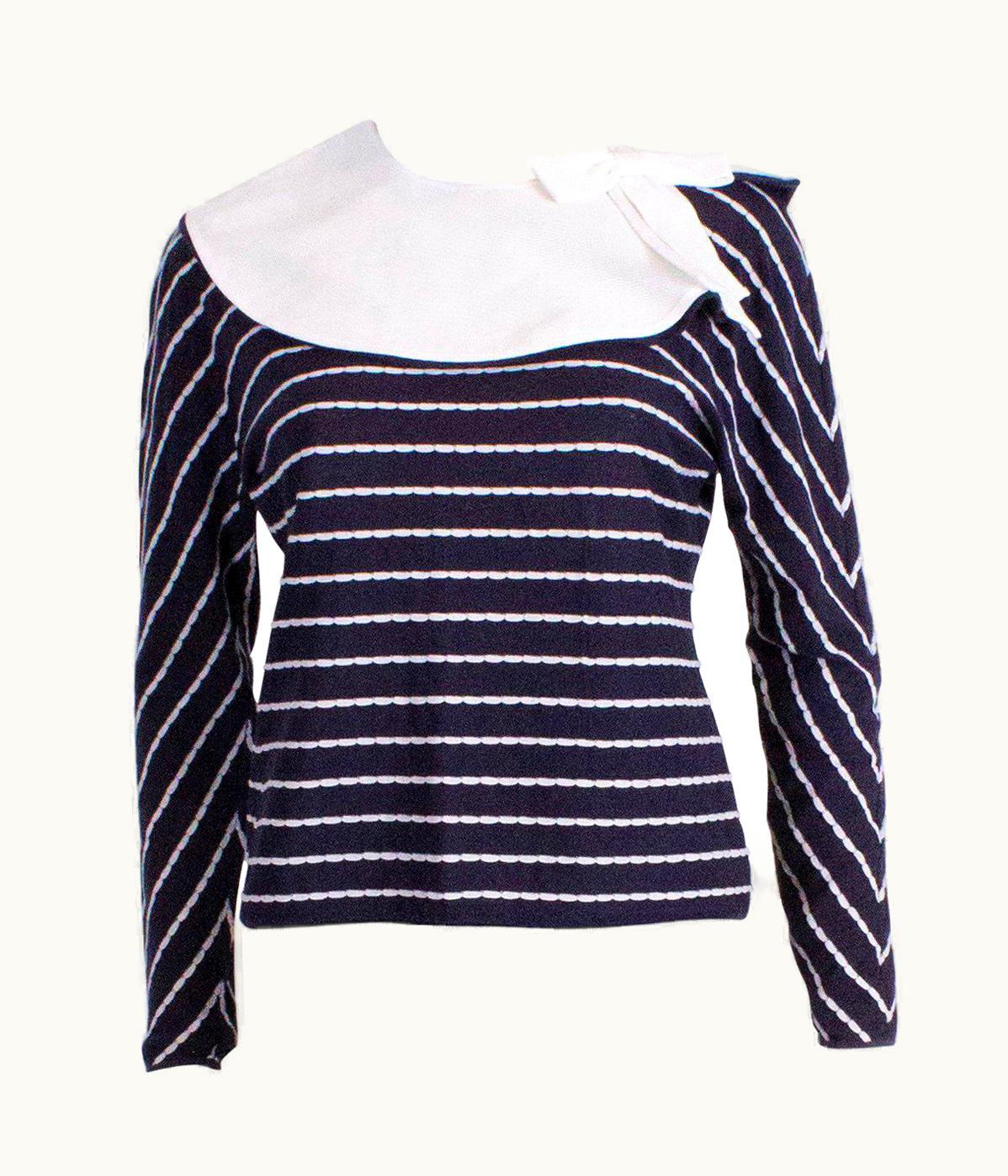 Valentino Blue And White Valentino Top With Detachable Collar