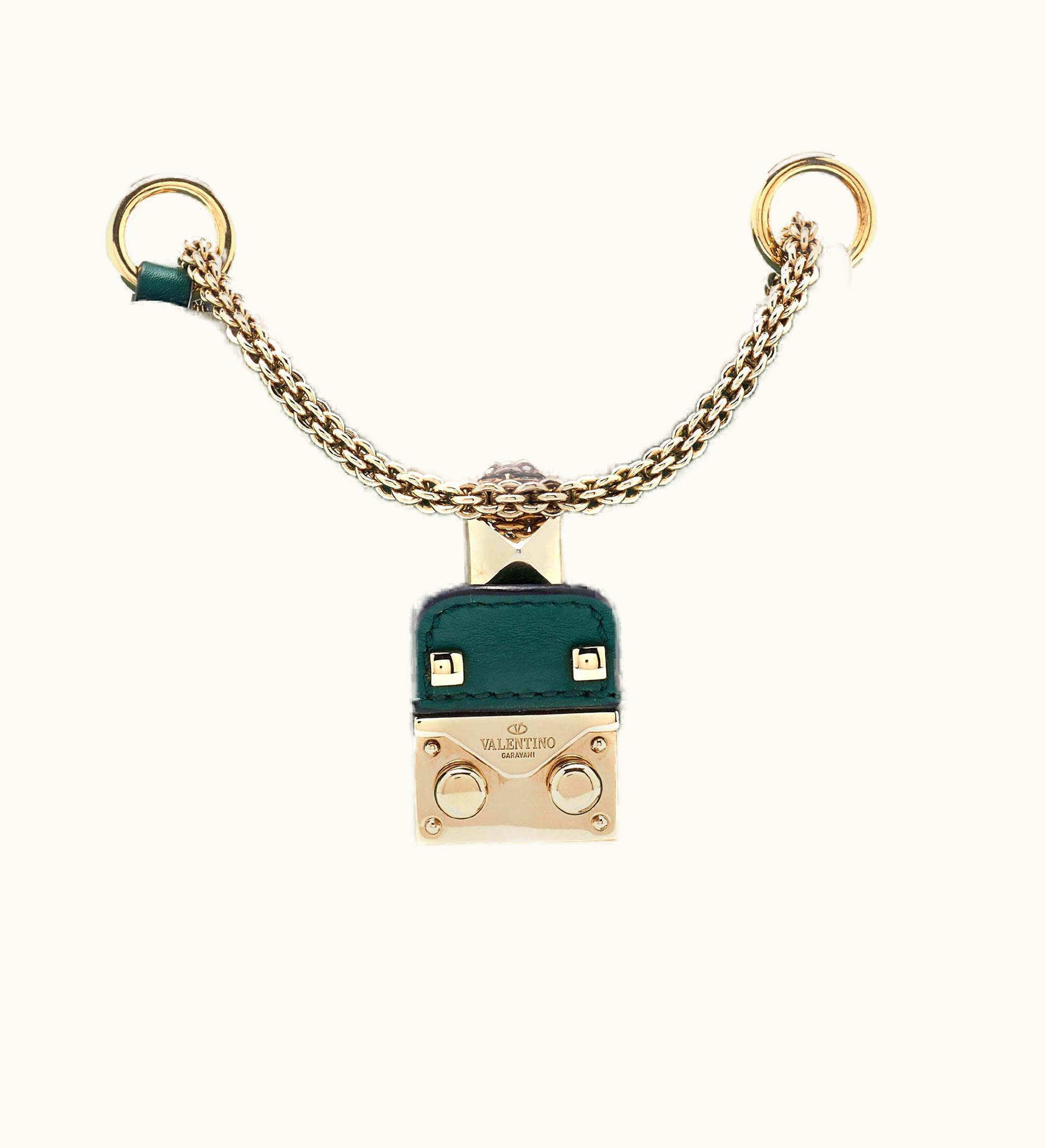 Valentino Valentino Green Leather Rockstud Glam Lock Flap Bag