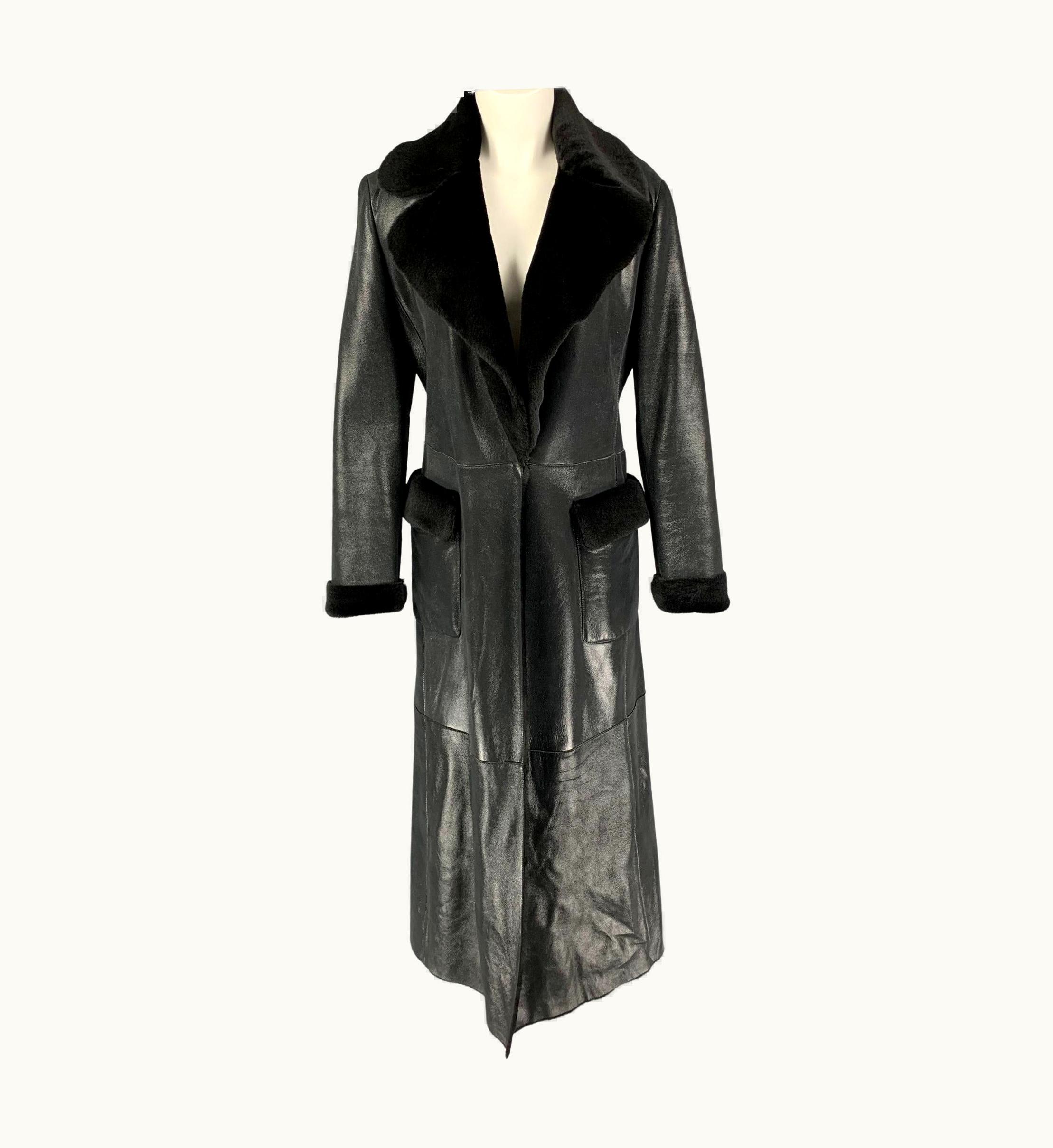 Valentino Valentino Black Shiny Lamb Shearling Coat